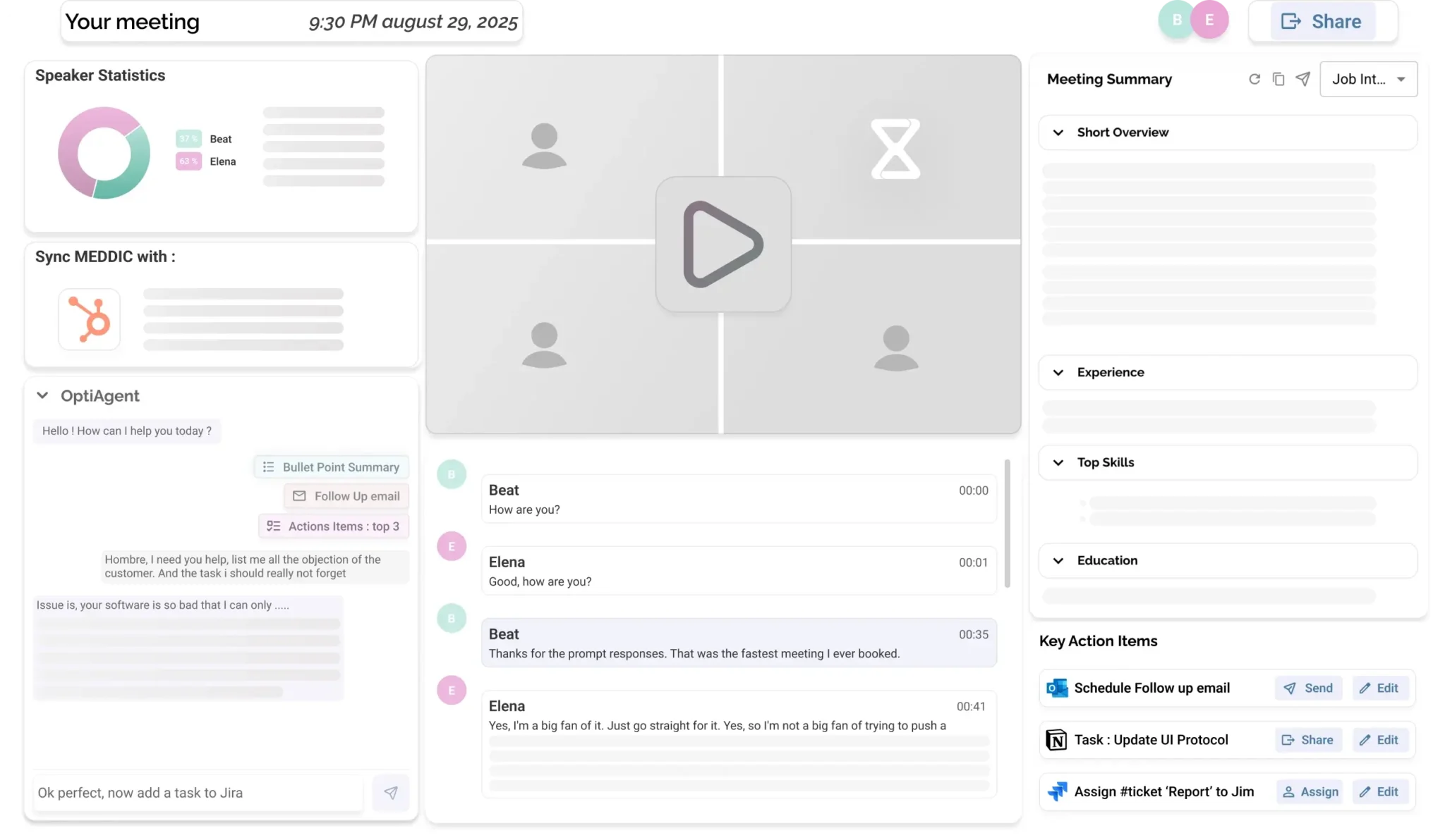 Optiverse turning meetings into tasks